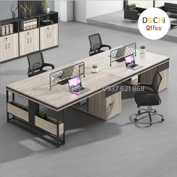 Cụm Bàn Làm Việc Chân Sắt 8 người ST4008