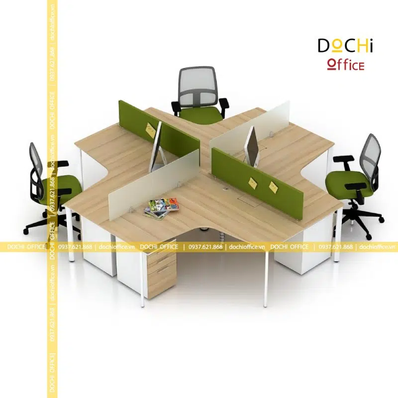 Cụm Bàn Làm Việc Chân Oval 4 Người ST4081