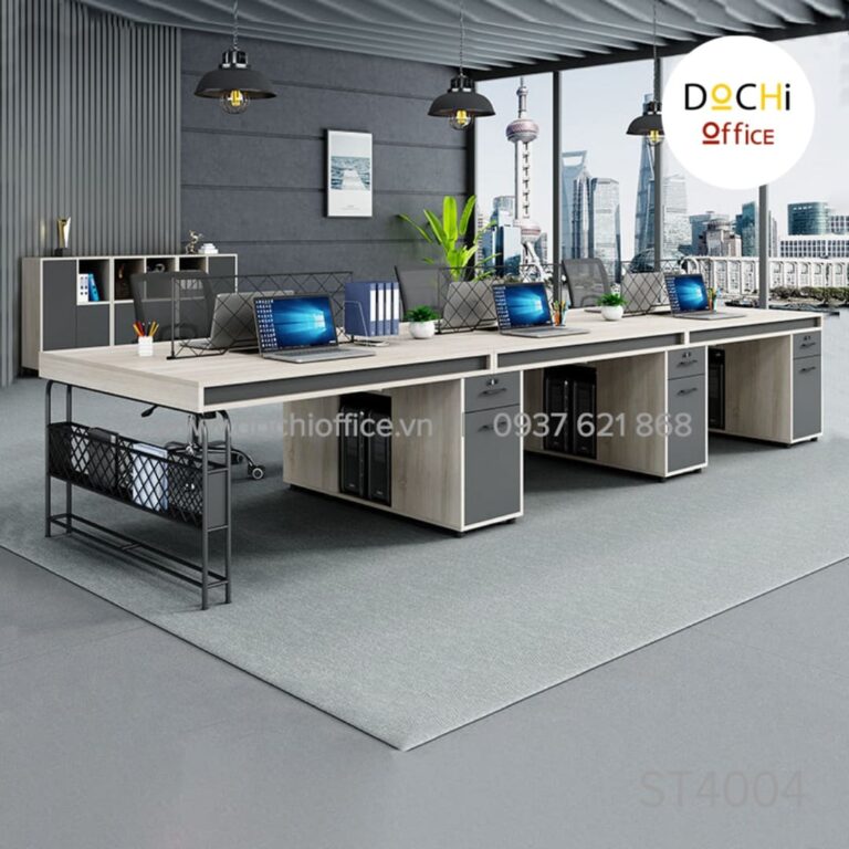 Cụm Bàn Nhân Viên Chân Sắt Sang Trọng ST4016 - Cụm 2 - Ảnh 4