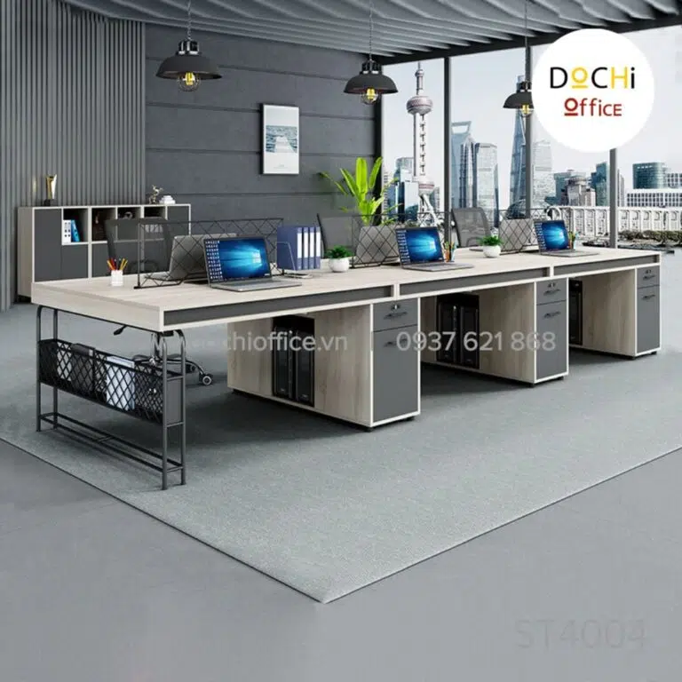 Cụm Bàn Nhân Viên Chân Sắt Sang Trọng ST4016 - Cụm 2 - Ảnh 4
