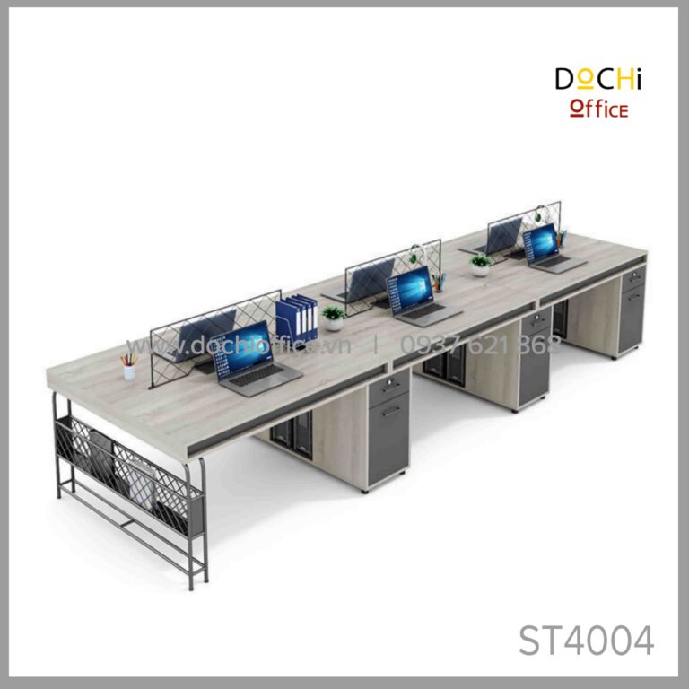 Cụm Bàn Nhân Viên Chân Sắt Sang Trọng ST4016 - Cụm 2 - Ảnh 3