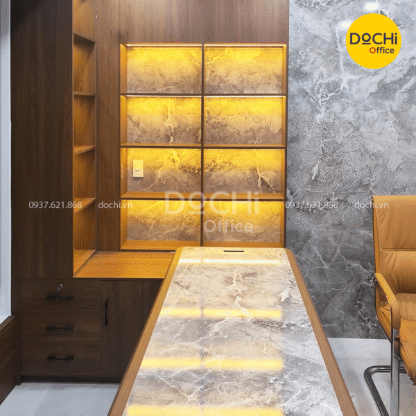 Bàn giám đốc phía sau đồng bộ chất liệu