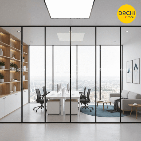 Mẫu nội thất văn phòng 30m2 cửa kính