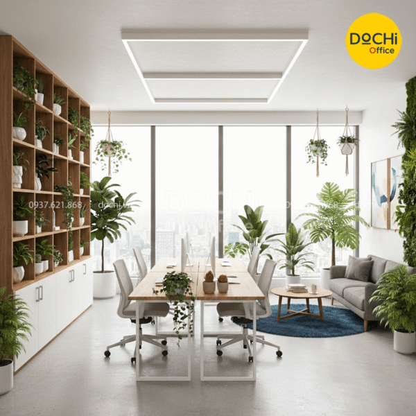Mẫu nội thất văn phòng 30m2 có cây xanh