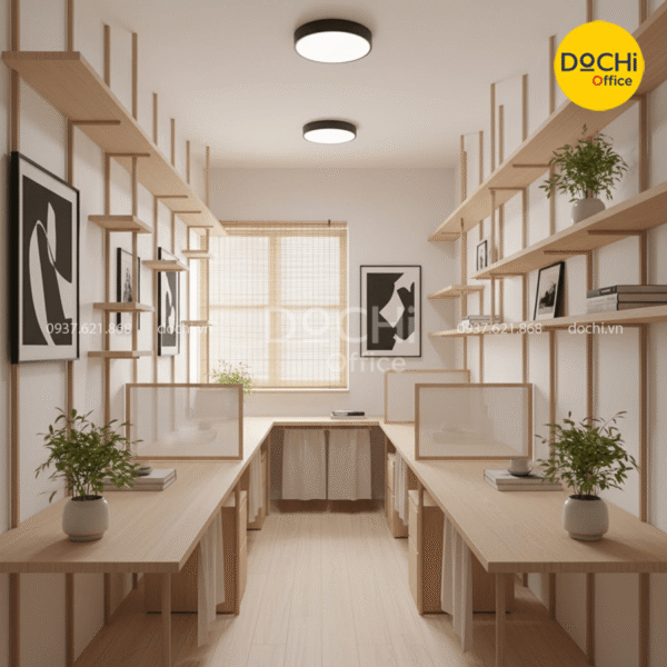 Mẫu thiết kế nội thất văn phòng nhỏ phong cách Nhật Bản