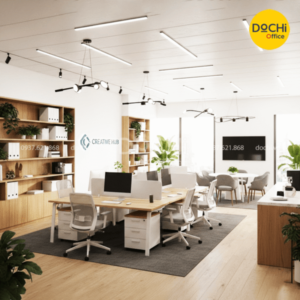 Thiết kế văn phòng 50m2 phối màu thế nào cho hài hòa?