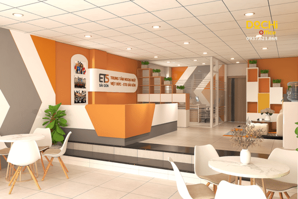 Thiết kế nội thất văn phòng trung tâm ngoại ngữ Việt Đức ETS Sài Gòn 720m2