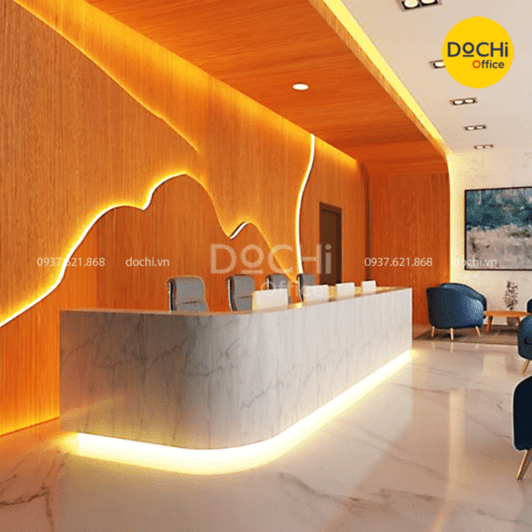 Mẫu quầy lễ tân Spa mặt đá sang trọng