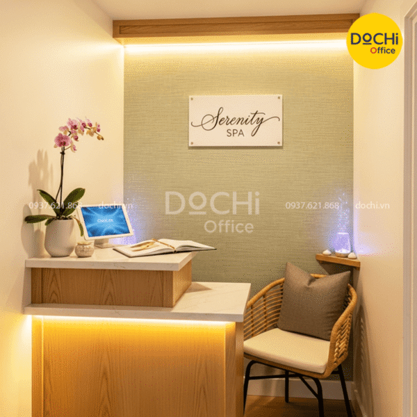 Mẫu quầy lễ tân Spa kích thước nhỏ đẹp, tinh tế