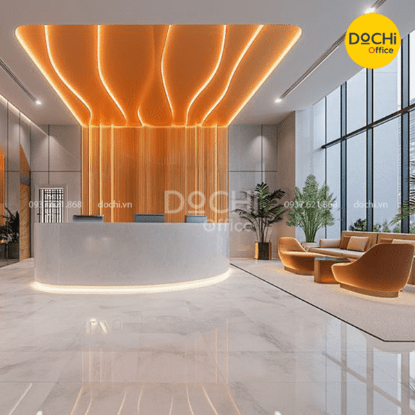 Mẫu quầy lễ tân Spa có đèn LED ấn tượng