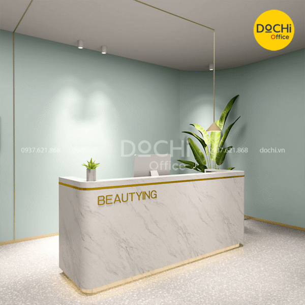 Mẫu quầy lễ tân Spa có Logo nổi