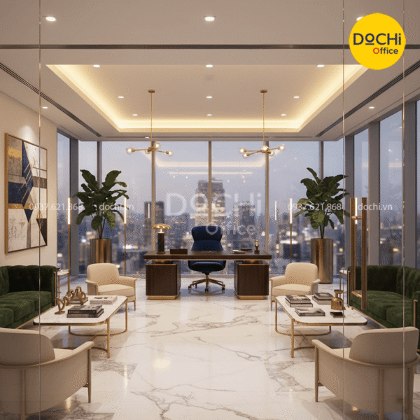 Mẫu thiết kế nội thất văn phòng phong cách Luxury