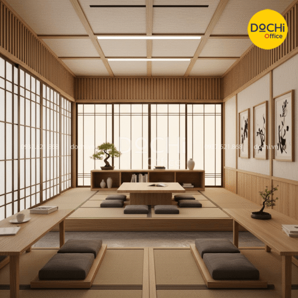 Mẫu thiết kế nội thất văn phòng phong cách Nhật Bản