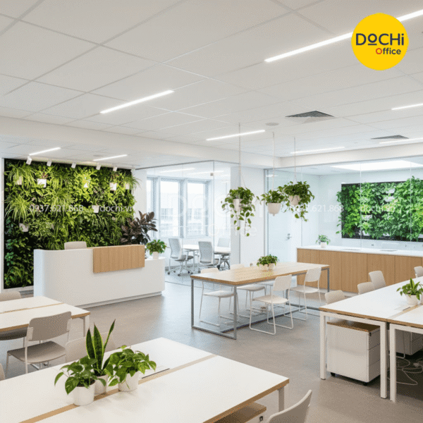 Mẫu thiết kế văn phòng xanh hiện đại, tiện nghi
