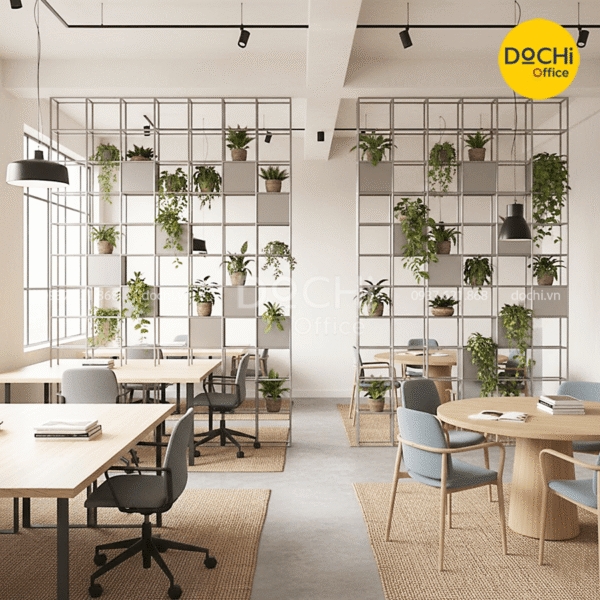 Mẫu thiết kế văn phòng xanh sử dụng vách ngăn