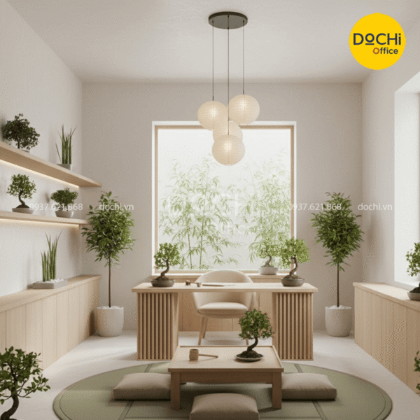 Mẫu thiết kế nội thất văn phòng xanh theo hướng thiền của Nhật Bản