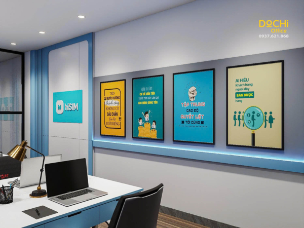 Khu vực logo và vách lam, tường slogan