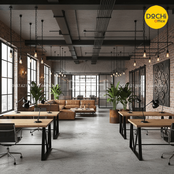 Thiết kế văn phòng 300m2 phong cách industrial