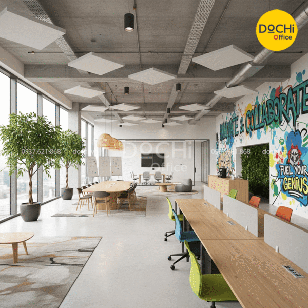 Thiết kế nội thất văn phòng 300m2 năng động, sáng tạo