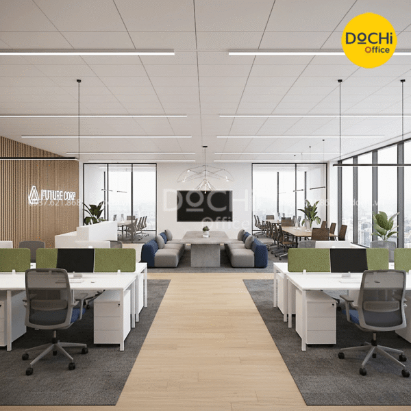 Thiết kế văn phòng 300m2 phối màu thế nào cho hài hòa?