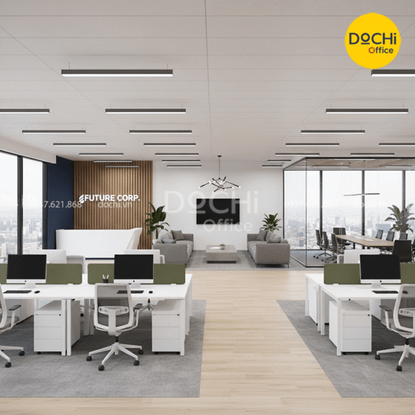 Thiết kế văn phòng 300m2 phong cách hiện đại, chỉn chu
