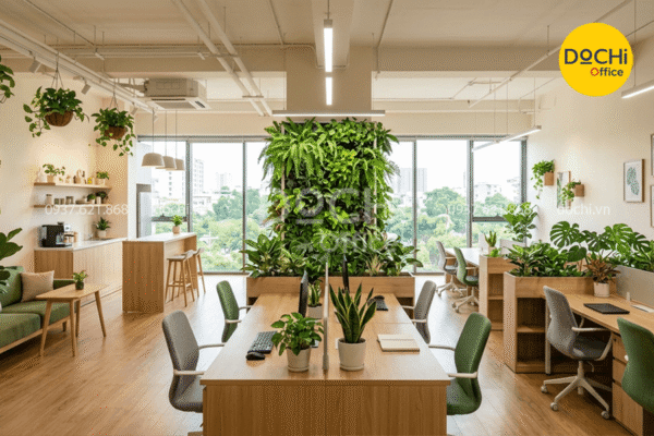 Mẫu thiết kế nội thất văn phòng 120m2 theo hướng không gian xanh