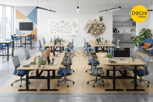 Mẫu thiết kế nội thất văn phòng 80m2 phong cách sáng tạo