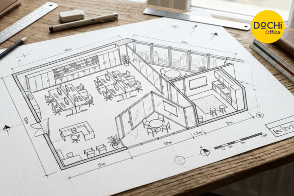 Mẫu bản vẽ cho văn phòng diện tích nhỏ