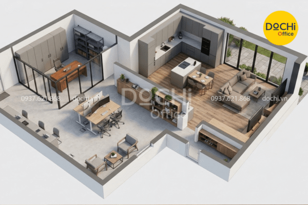 Mẫu thiết kế nhà kết hợp văn phòng 100m2