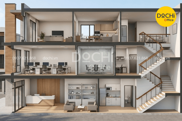 Mẫu thiết kế nhà ở 3 tầng kết hợp văn phòng