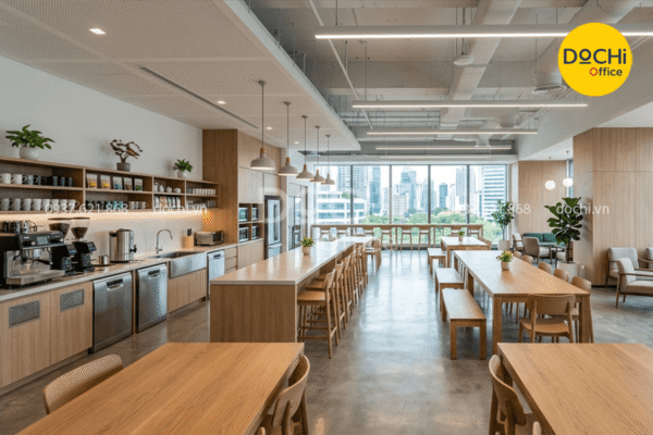 Mẫu khu vực Pantry thông thoáng cho công ty lớn