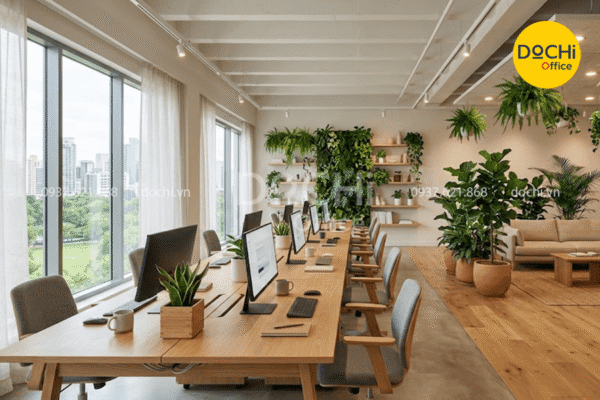 Mẫu thiết kế nội thất văn phòng công nghệ phong cách Eco