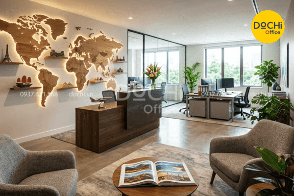 Thiết kế nội thất văn phòng công ty du lịch chuyên nghiệp và ấn tượng