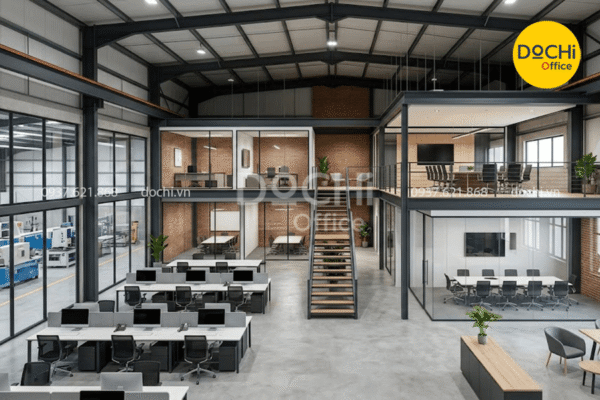 Mẫu thiết kế văn phòng nhà máy trên 500m2