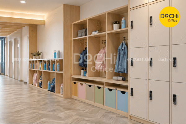 Nội thất khu cất giữ đồ cho học viên