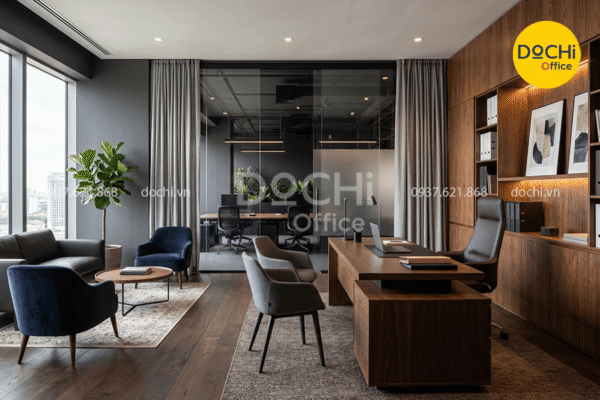 Mẫu thiết kế nội thất phòng giám đốc cho văn phòng 70m2