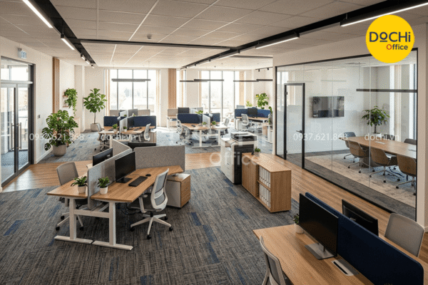 Mẫu thiết kế văn phòng 70m2 phong cách mở