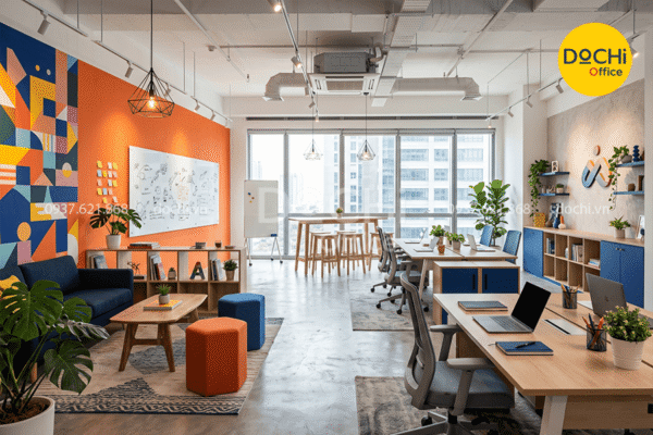 Mẫu thiết kế văn phòng 70m2 phong cách sáng tạo