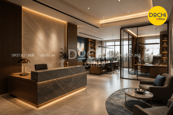 Mẫu thiết kế văn phòng 70m2 phong cách sang trọng